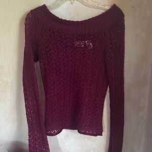 Pout Off-the-Shoulder Burgundy Sweater